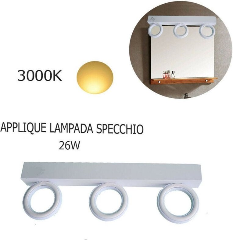 Thumbnail - Trade Shop Traesio - Trade Shop - anwendung lampada modern da parete muro specchio 26W bath 135 led 2835 smd luce -