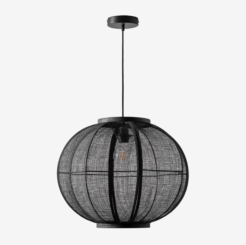 Sklum - Ziyec Deckenleuchte aus Leinen Schwarz Ø50 cm