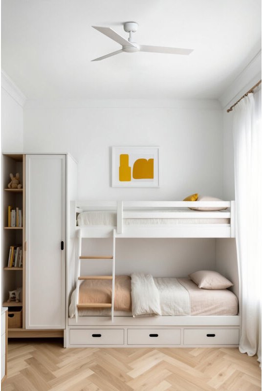 Faro Rudder Kleiner Deckenventilator mit 3 Flügeln, mattweiß, 2700 – 4000 – 6500 K, Tuya Smart System