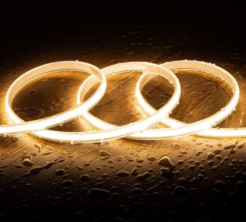 LED-Streifen Dimmbar 220V COB 320 LED/m Warmweiß 8W/m 720lm/m Breite 12mm Schnitt 50cm IP65 CRI90 nach Maß 25 m