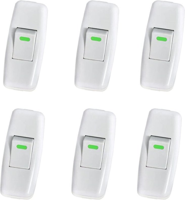 6er-Pack Lampenschalter, Torpedoschalter, Kabelschalter, Nachttischlampenschalter, Wippschalter