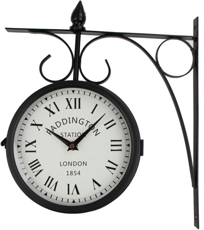 Retro-Wanduhr für den Innen- und Außenbereich, Größe 31 x 38 x 9 cm, schwarz, 1 Stück