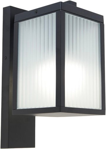 Smarte Außenwandlaterne schwarz mit geripptem Glas inkl. wlan A60 - Charlois