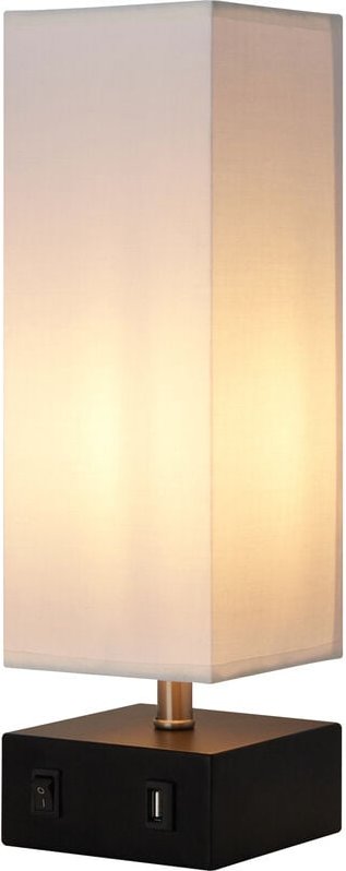 Colette Tischlampe mit Integriertem USB-Anschluss, Stehlicht und Weißem Quadratischem Schirm, Moderne Beleuchtung für Wo...