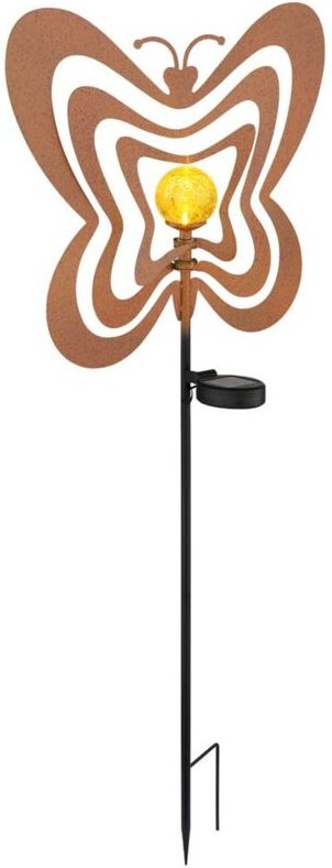 Solarleuchte Solarlampe LED Deko Metall LED rostfarben amber glas IP44 H 83 cm