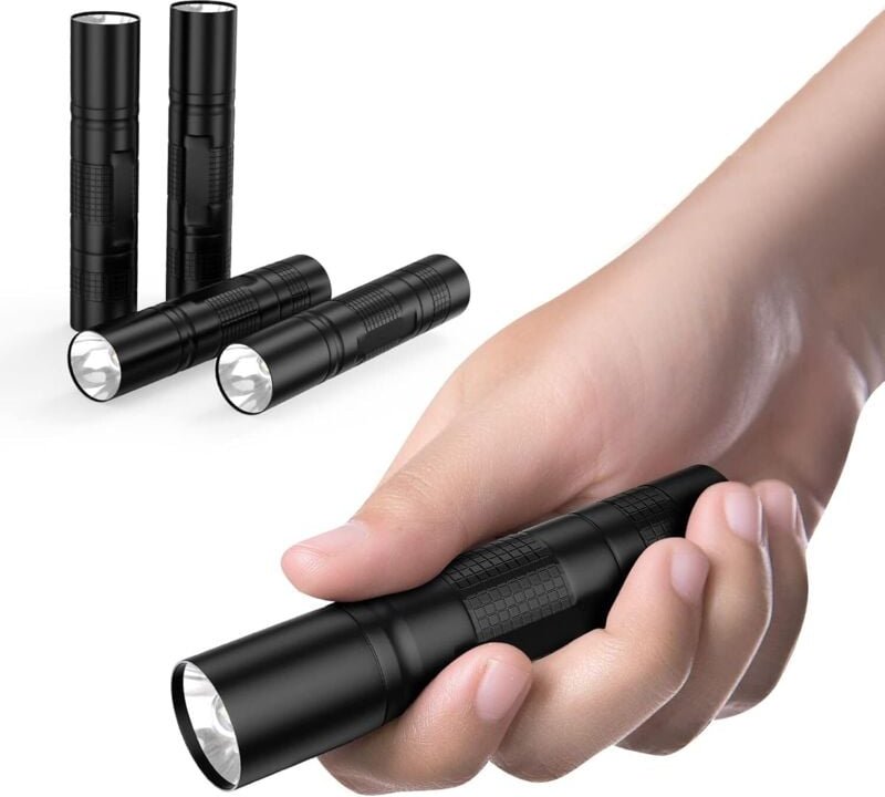 4-teiliges wiederaufladbares LED-Taschenlampen-Set, 240 Lumen, IP67, Aluminiumlegierung