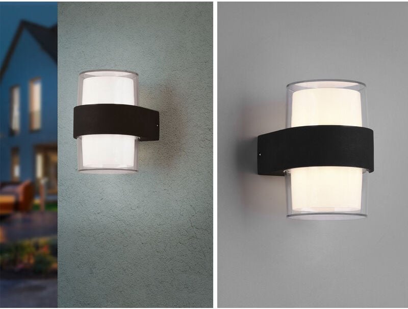 Led Außenwandleuchte molina rund up and down Anthrazit 13x9cm