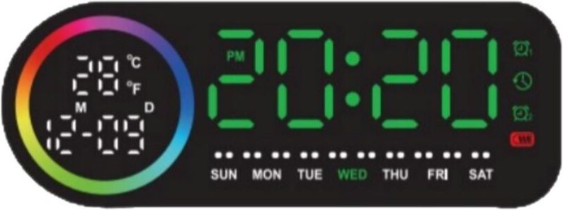 Digitaler Wecker mit großem LED-Display – Digitaler Wecker mit Wochentagsanzeige, Touchscreen, Doppelalarm (Schlummerfun...