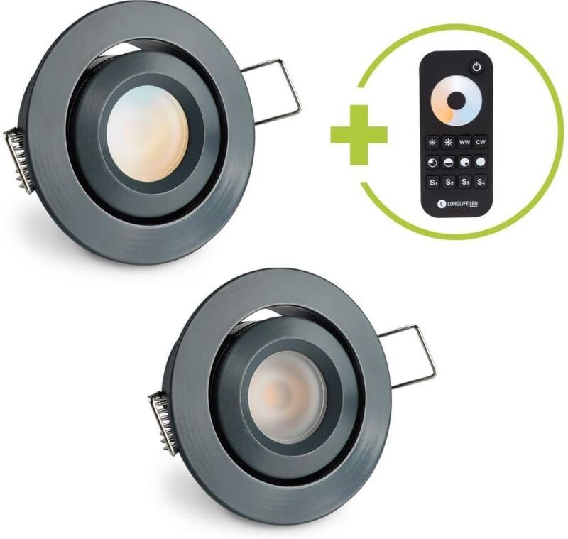 Einbaustrahler Mini schwenkbar Matera 3W CCT IP44 - Farbe: anthrazit RAL 7016 - Anzahl: 2x