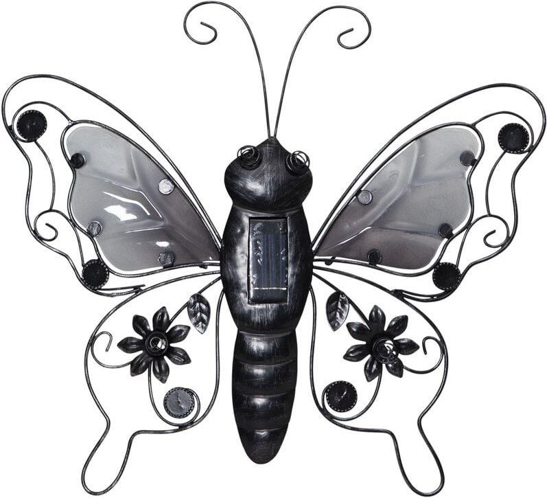 Solardekoration Butterfly, Schmetterling, Wanddekoration, Schwarz, led, Dämmerungssensor, Warmweiß, Außenbereich, 39 cm ...