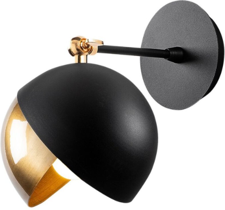 Wandleuchte aus schwarzem und goldenem Metall ROMY