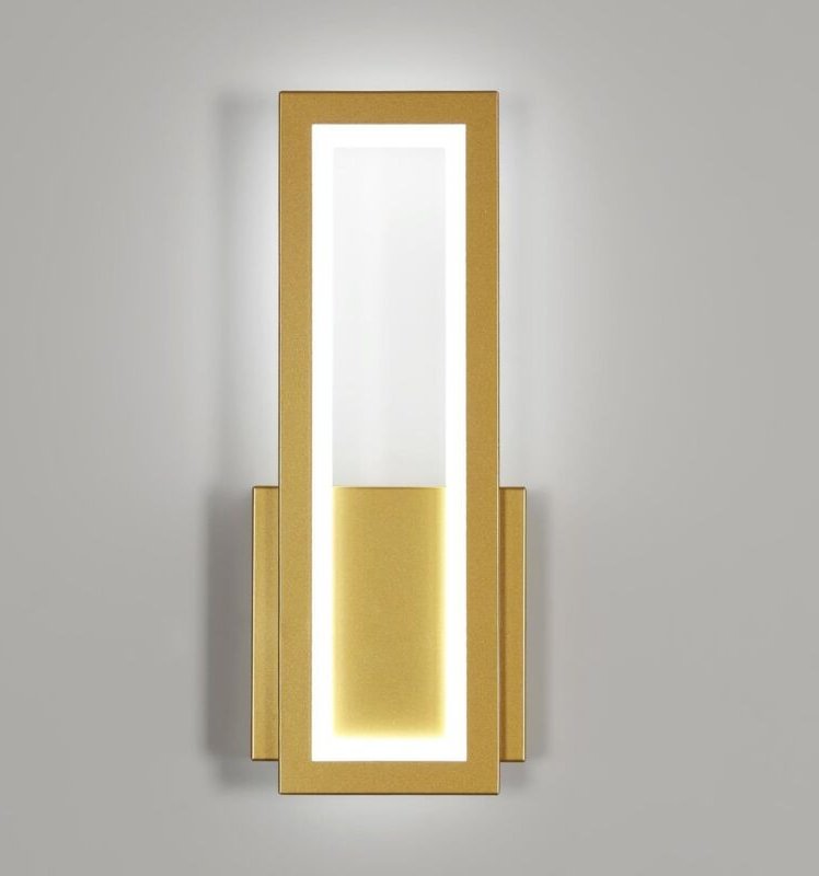 CCYKXA Goldene LED-Wandleuchte für den Innenbereich, 17 W, moderne schwarze Acryl-Wandleuchte, weißes Licht, Wandleuchte...