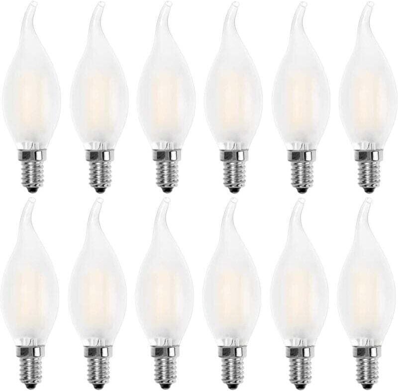E14 LED-Flammenbirne, Kerzenform, warmweiß (2700 K), entspricht einer 4-W-Glühbirne, 40 W, 400 lm, 12er-Packung