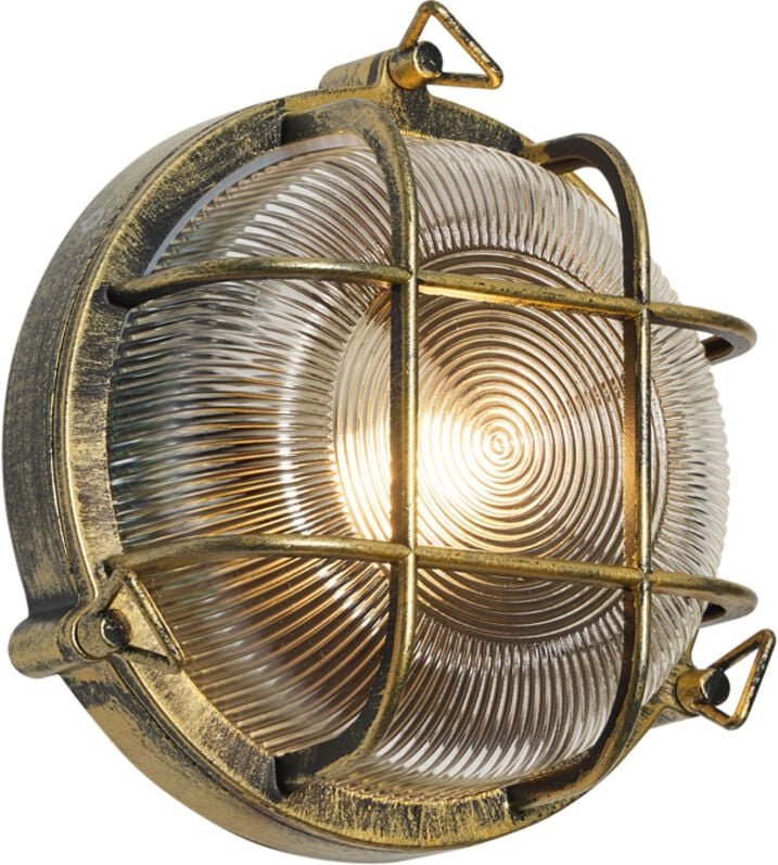 Außenwand- und Deckenleuchte Antikgold Rund IP44 - Noutica