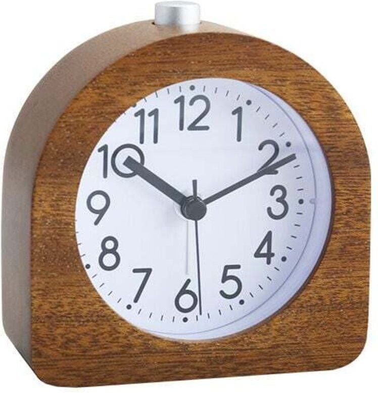 Batteriebetriebener Wecker, Schlummerfunktion, Reisewecker aus Holz, leuchtender analoger Wecker, leise, nicht tickende ...