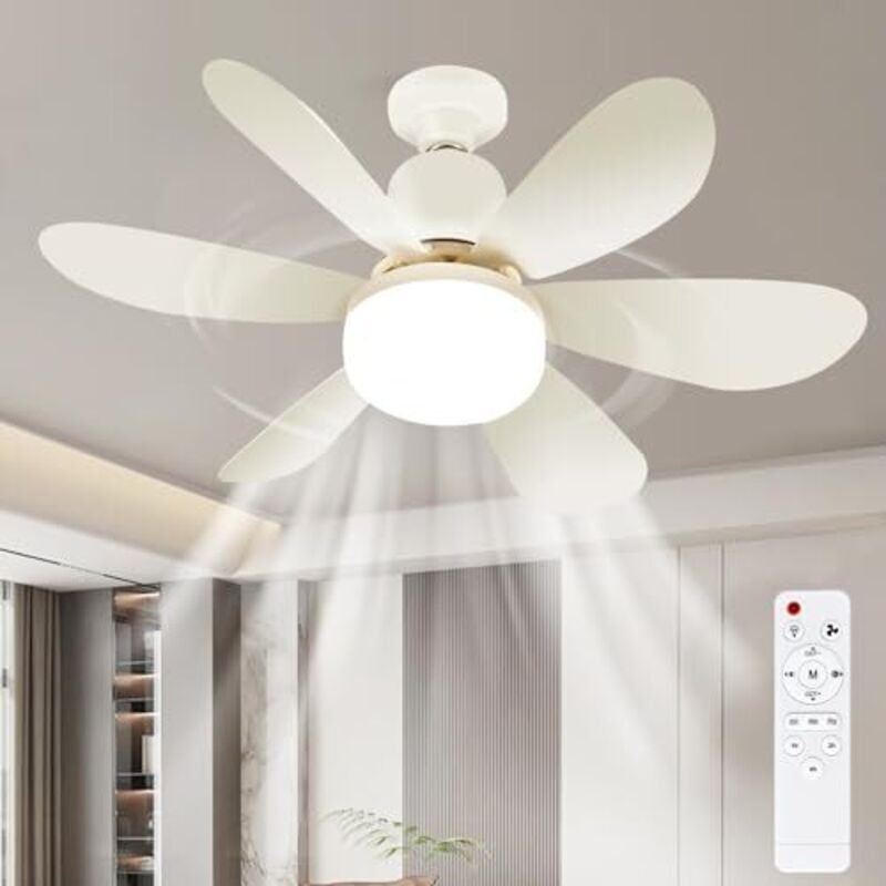 Deckenventilator mit integriertem Ventilator, leiser LED-Deckenventilator mit Licht und Fernbedienung, 3 Dimmstufen, 3 W...