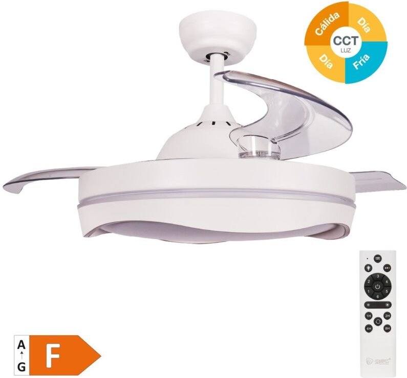 Deckenventilator "Nicosia" mit dimmbarem LED-Licht und Fernbedienung (36W 3CCT 3547lm mit einziehbaren Flügeln) weiß