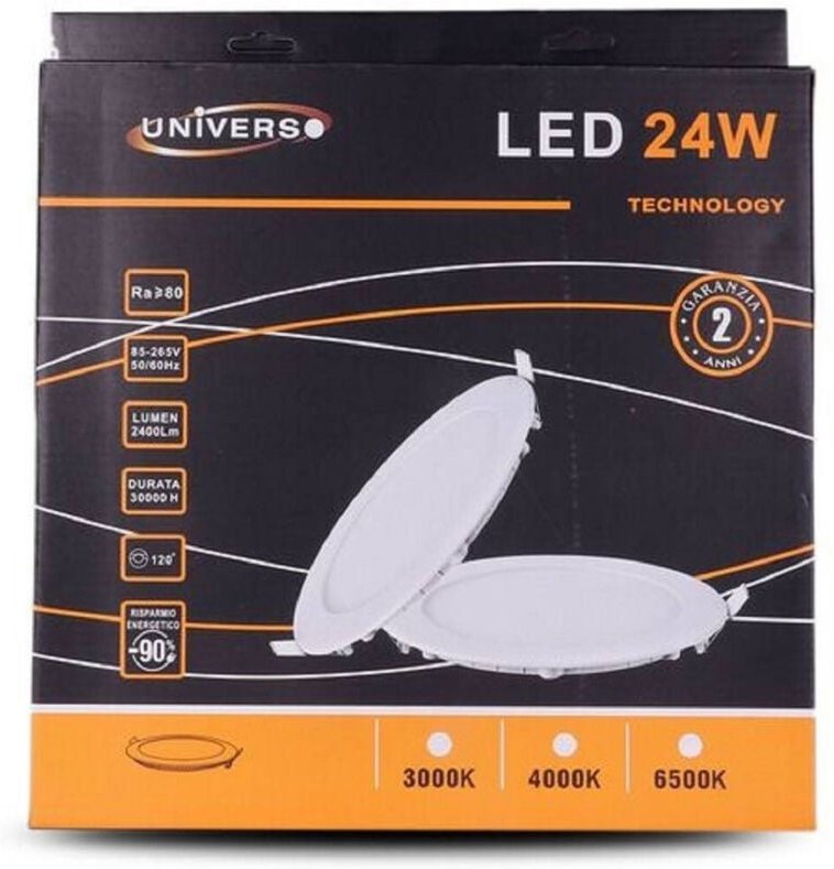 Trade Shop Traesio - Trade Shop - led pannello slim 24W incasso rotondo luce bianco caldo freddo natural P285A-T -