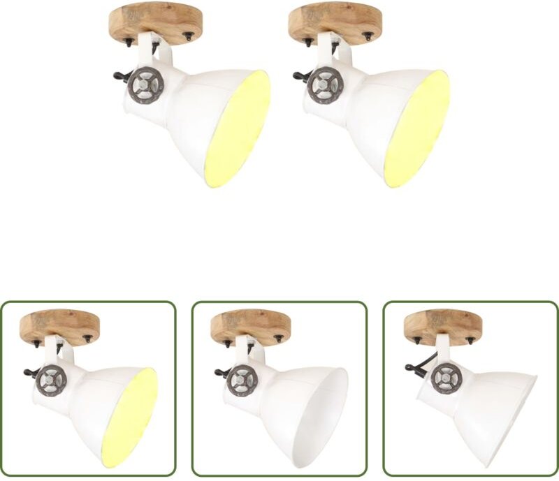 Deckenleuchte - Wand-/Deckenlampen Industriestil 2 Stk. Weiß 20x25 cm E27