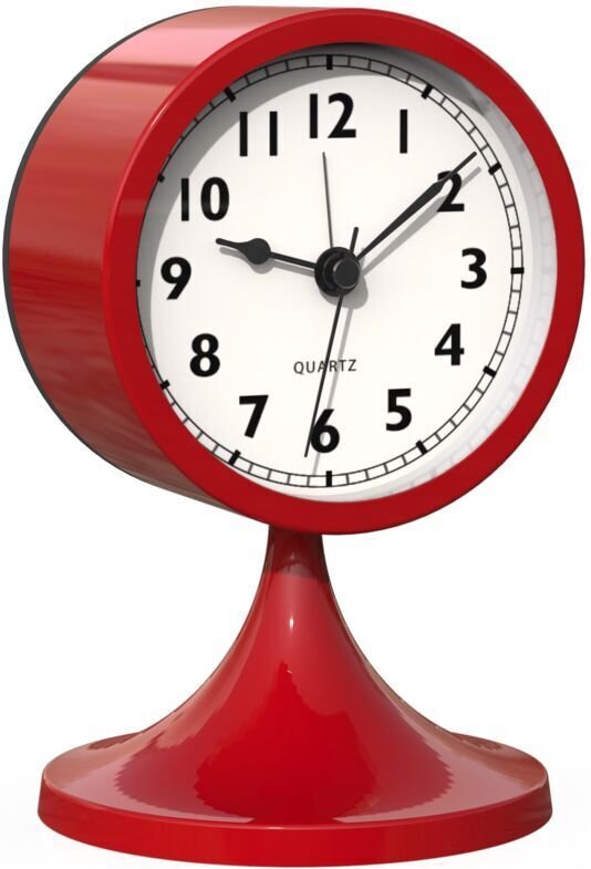 Analoger Wecker (7,6 cm) ohne Ticken – Kleiner Retro-Wecker aus Metall mit Batteriebetrieb und Licht, für Schlafzimmer, ...