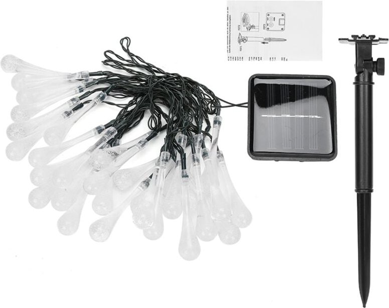 30 LED-Solar-Lichterketten in Tropfenform, IP65 wasserdichte Außenbeleuchtung mit 2 Modi, Kupferdraht-Lichterkette für G...