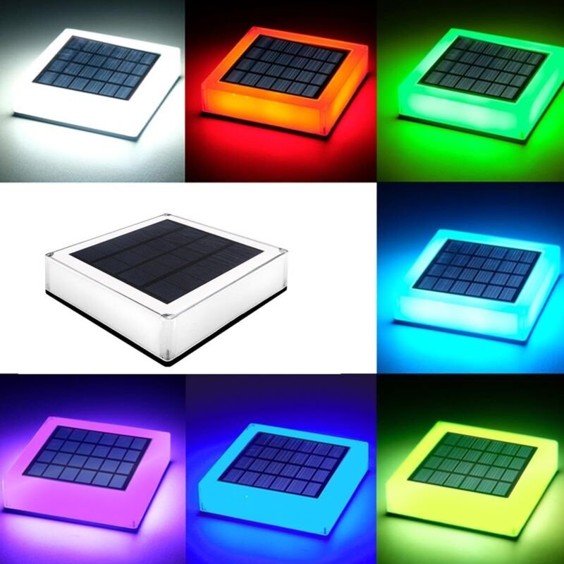 RGB Solar Tor Säulenleuchte, Solarpfosten Solarleuchten Außensäulenlampe mit Weiß/Warmlicht einstellbar, LED Solarleucht...