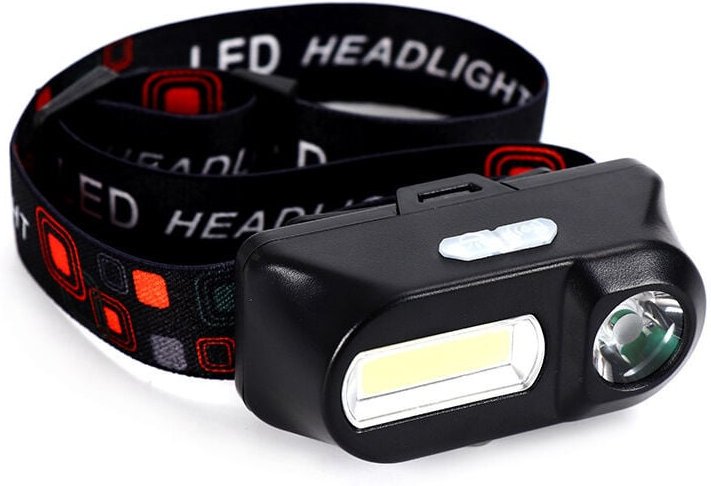 Aougo - LED-Stirnlampe, wiederaufladbare USB-Scheinwerfer, cob-led, 6 Modi, verstellbarer 60°-Scheinwerfer, XPE+COB-Bele...