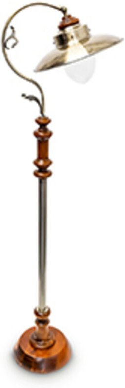 Stehlampe im Jugendstil Design, mit neigbarem Schirm, aus Massivholz und Messing, hbt: ca. 157 x 35 x 39 cm - Relaxdays