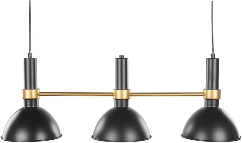 Beliani - Hängeleuchte Schwarz und Gold Metall 3-flammig runde Schirme für Esszimmer Industrie Look Elegant Klassisch