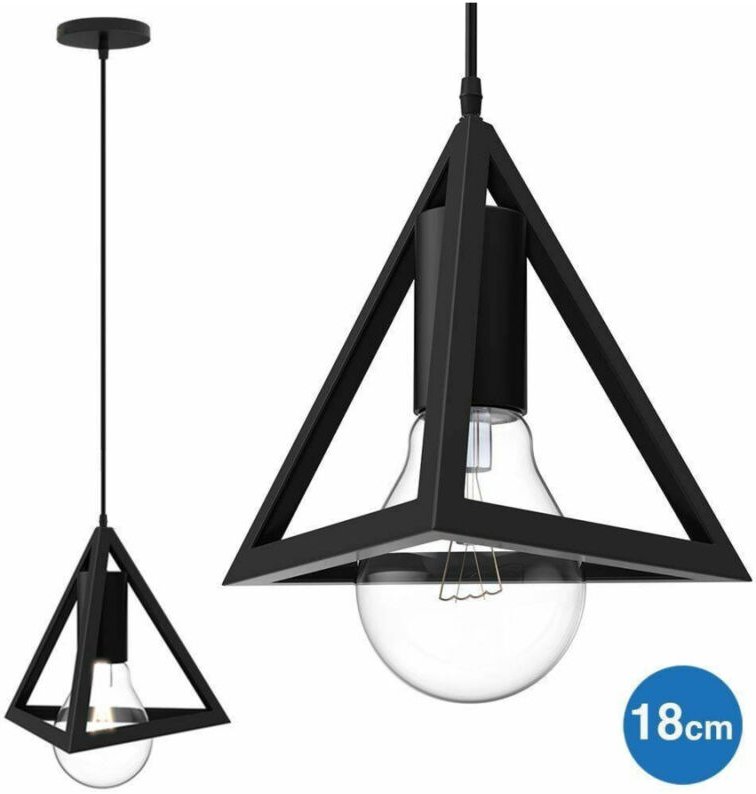 Trade Shop Traesio - Trade Shop - hängeleuchte pyramide 18CM modernes design schwarzer lampenschirm -