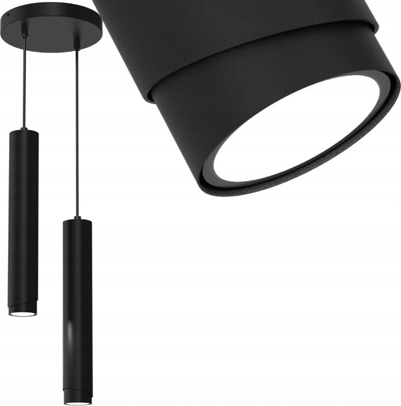 Frei. Gu10-Röhren-Hängelampe, Überhang, mattschwarzes Ewilight BEVEL