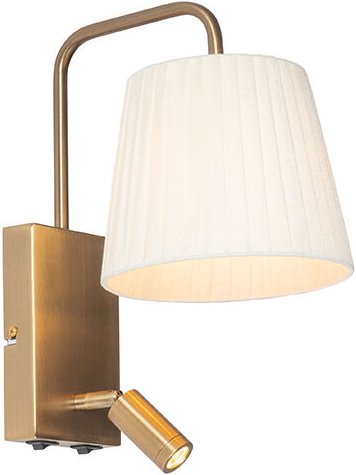 Moderne Wandleuchte weiß und bronze mit Leselampe - Renier