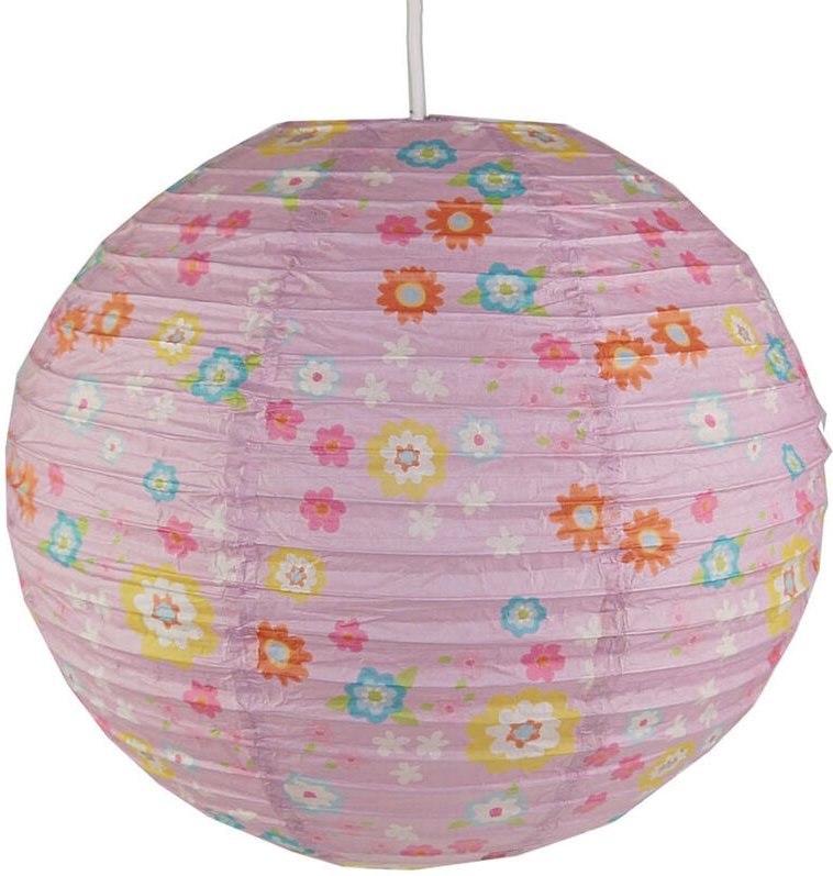 Niermann - Papier Lampenschirm fürs Kinderzimmer mit fröhlichem Blümchen Muster ø 40cm