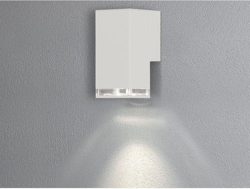 Meinewunschleuchte - led Außenwandleuchte alu Down Light Weiß Effektstreifen IP44, Höhe 16,5cm