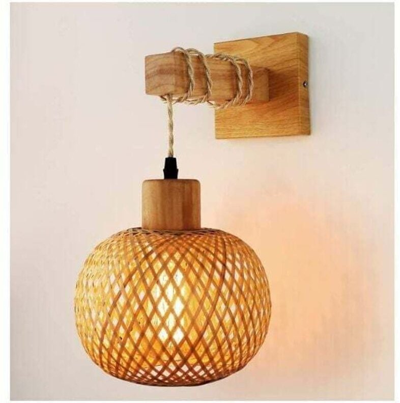 Applique murale chambre,Éclairage de l'écusson de mur-lampadaire en bois pour salon, couloir