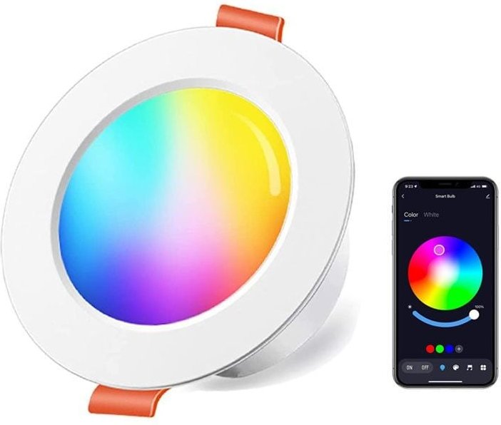 Aougo - LED-Einbaustrahler, 10 w (entspricht 80 w), RGB-Dimmfarbe, rgbw, IP44, 3000–6500 k, rund, dimmbar, mit Fernbedie...