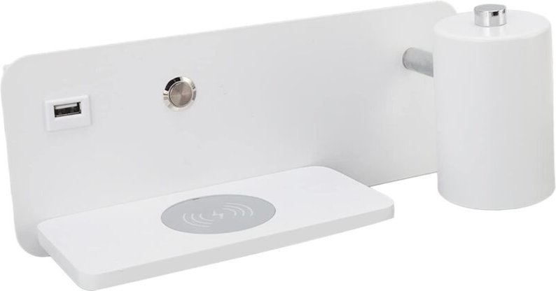 LED-Wandleuchte, Nachttisch-Leselampe mit 5V-Funkladegerät und USB-Ladeanschluss, Bedienknopf, verstellbare und drehbare...