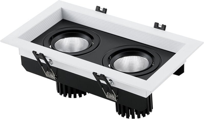 Quadratische, blendfreie Einbauleuchte mit 2 Gittern, schwarze Deckenleuchte aus Aluminium