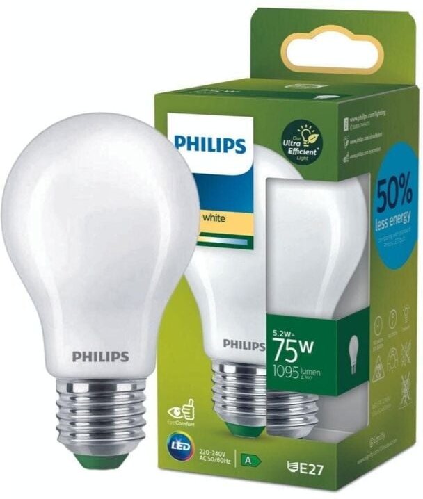 Philips - Ultra Efficient led Classic Bulb 5,2 w 1095 lm E27 2700 k 10,4 x 6 cm