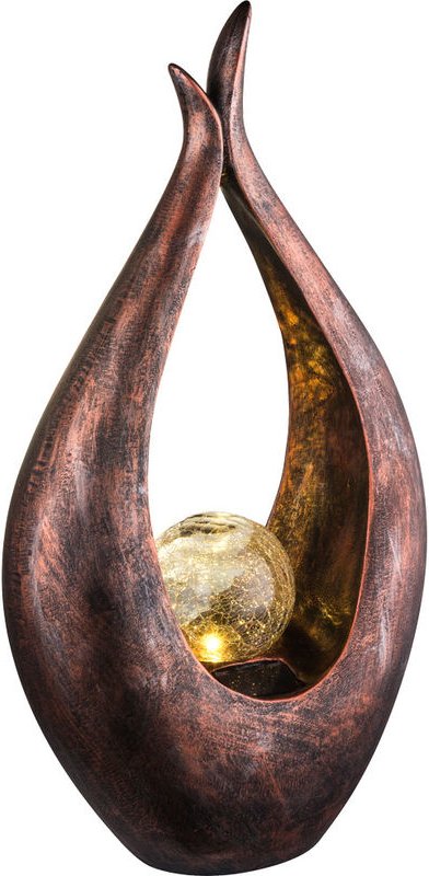 Led Außen Solar Lampe Balkon Steh Leuchte Glas Kugel Boden Bronze Strahler geschwungen Globo 33468