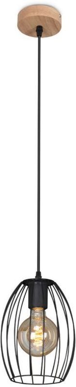 Briloner - Pendelleuchte Hängelampe Drahtschirm Vintage 1xE27 60W Metall-Holz