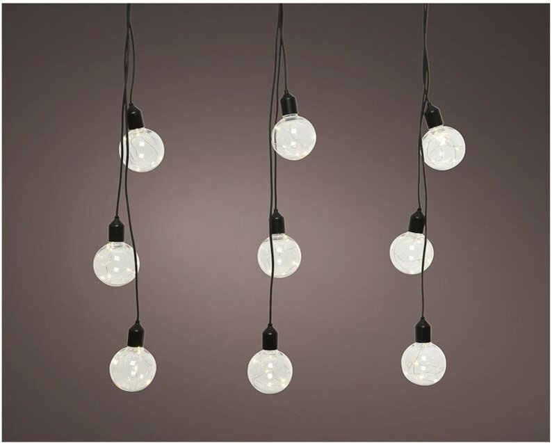 Girlanden-Außenbirnen, Kugelform, IP44, 3 m, 12 LEDs