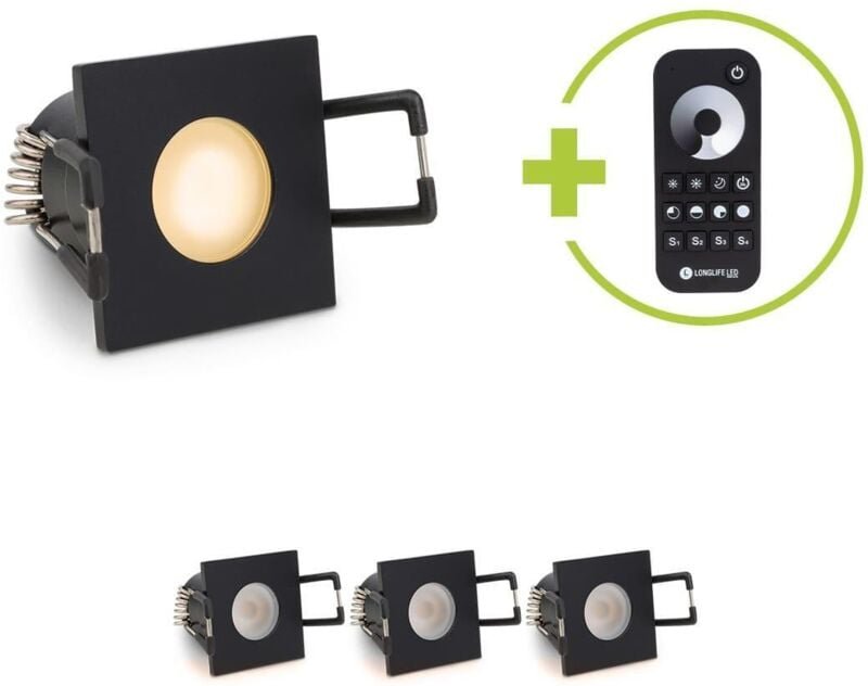 Einbaustrahler Mini Livorno eckig 3W 2700K IP65 - Farbe: schwarz matt - Anzahl: 4x