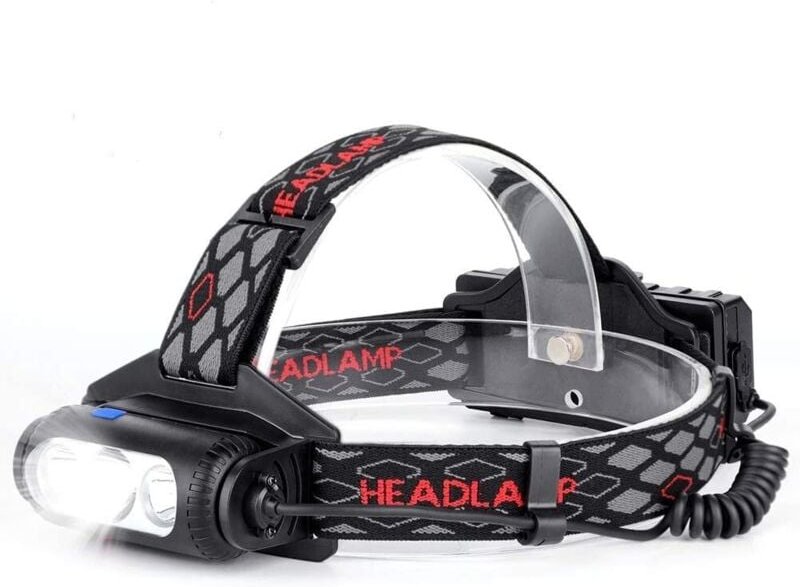 Vtizikl Lampe Frontale LED, Torche Frontale Puissante USB Rechargeable avec 6 LEDs,8 Modes D'éclairage Réglable, IPX54