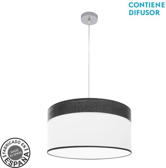 Senko - Cloe Pendelleuchte 2xe27 chrom/weiß-schwarz Holz regx50x50 cm