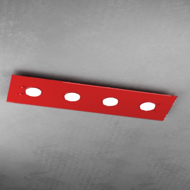 Top-light - Toplight 4-flammige rechteckige Deckenleuchte Path mit GX53-Fassung, rote Struktur, modernes Design 80x20x3c...