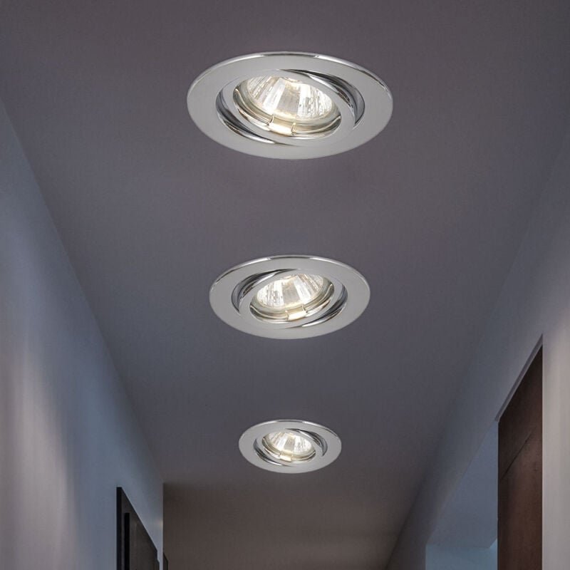 Globo Lighting - Deckenspot Einbaulampe Einbaustrahler Deckenleuchte Lampe Wohnzimmerlampe, Metall Chrom rund, GU10 Fass...