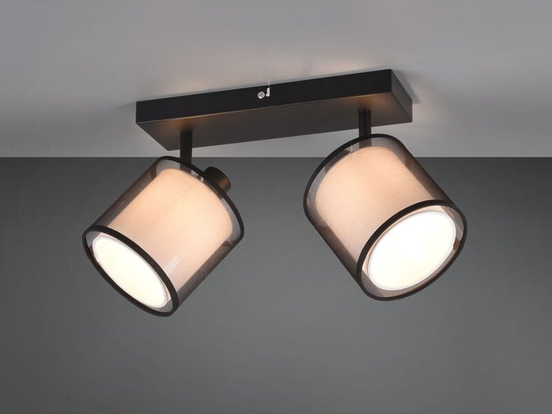 Trio Leuchten - Deckenstrahler burton 2 flammig Stoff Organza Schwarz Weiß, Breite 32,5cm