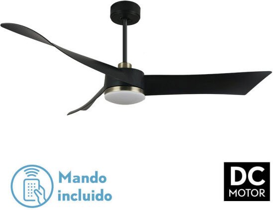 Ventilator dc tempel 26w schwarz/Leder 3 Flügel 132d 6vel. 3000k, 4000k, 6500k 2950lm mit Fernbedienung, Speicher und Ze...
