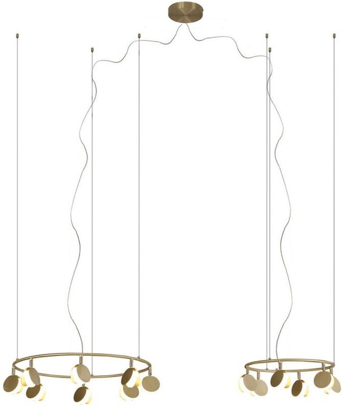 Inspired Mantra Shell 8+6-flammige Pendelleuchte, rund, 70 W LED, 3000 K, 3710 lm, Gold, 3 Jahre Garantie